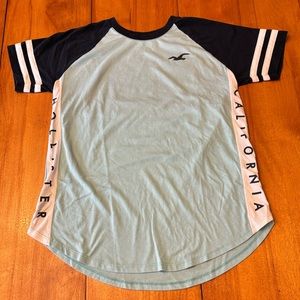 Hollister short sleeve color block tee small aqua/navy/white
